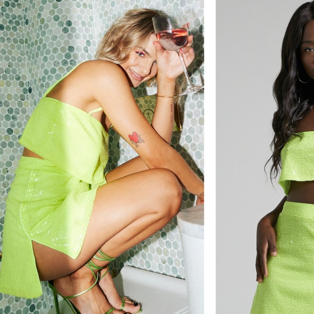 NWT Showpo ELSWYTH STRAPPY SEQUIN CROP CAMI IN CITRUS